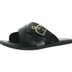 Marina Buckle Leather Flatform Sandals