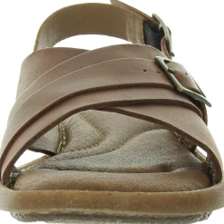 Marina Buckle Leather Flatform Sandals