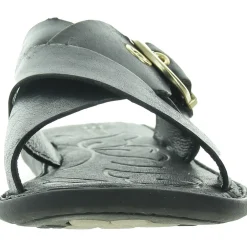 Marina Buckle Leather Flatform Sandals