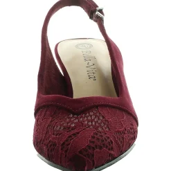 Marquette Adjustable Faux Suede Slingback Heels