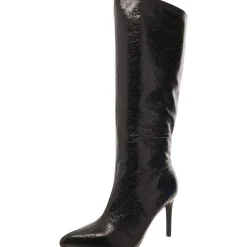 Marysol Faux Leather Crinkle Knee-High Boots