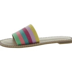 Mavise Beaded Flat Beaded Striped Slide Sandals