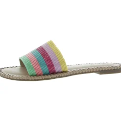 Mavise Beaded Flat Beaded Striped Slide Sandals