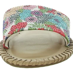 Mavise Beaded Flat Beaded Striped Slide Sandals