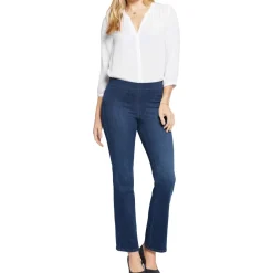 Medium Wash Pull On Straight Leg Jeans