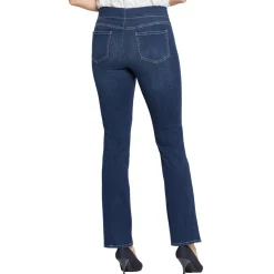 Medium Wash Pull On Straight Leg Jeans