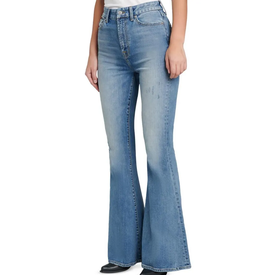 Megaflare High-Waist Distressed Flare Jeans