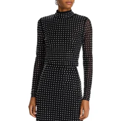 Melvina Top Mock Neck Mesh Pullover Top