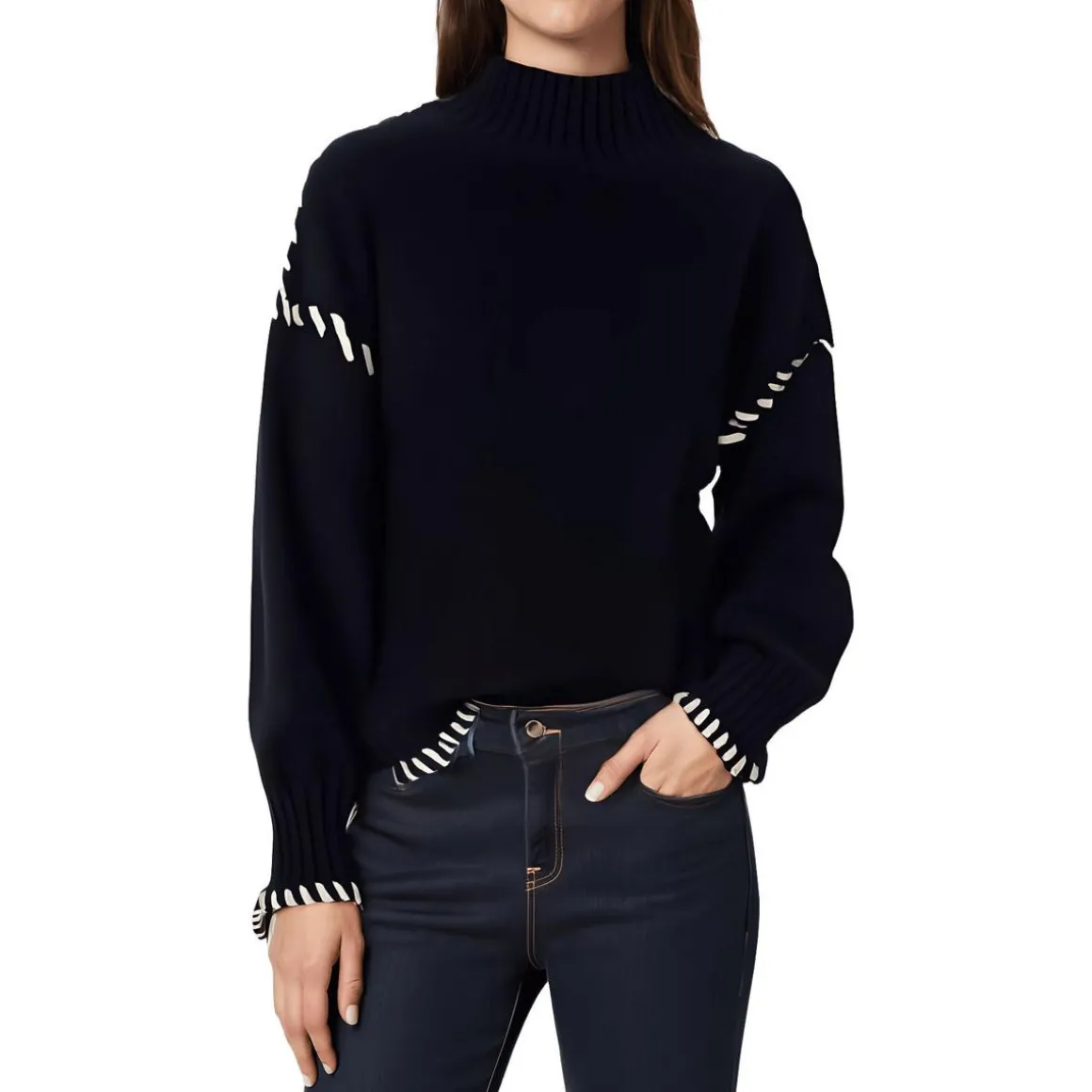 Merril Crop Funnel Neck Pullover Sweater