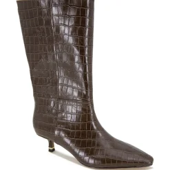 Meryl Faux Leather Almond Toe Mid-Calf Boots