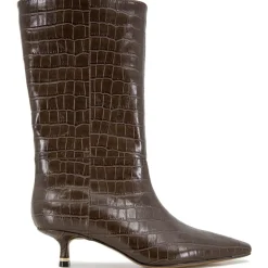 Meryl Faux Leather Almond Toe Mid-Calf Boots
