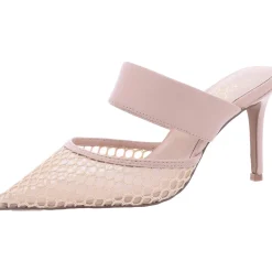 Mesh Inset Faux Leather Pumps