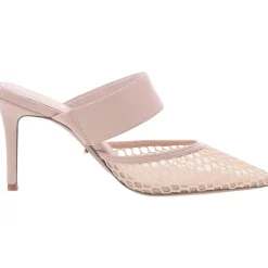 Mesh Inset Faux Leather Pumps