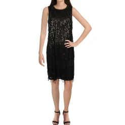 Mesh Overlay Sequined Shift Dress