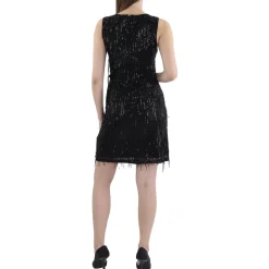 Mesh Overlay Sequined Shift Dress