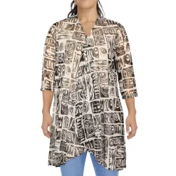 Mesh Printed Duster Blazer