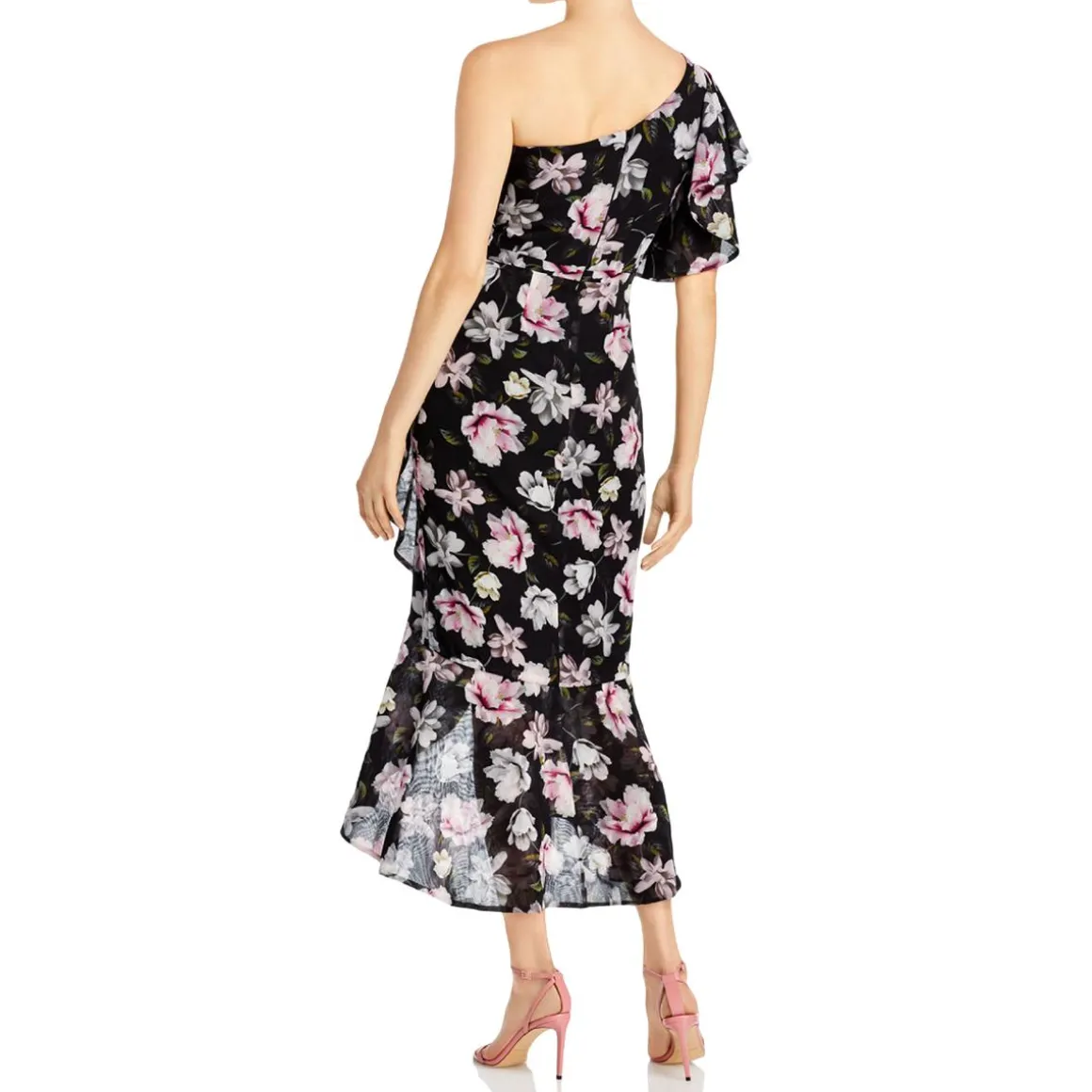 Mesh Ruffle Evening Dress