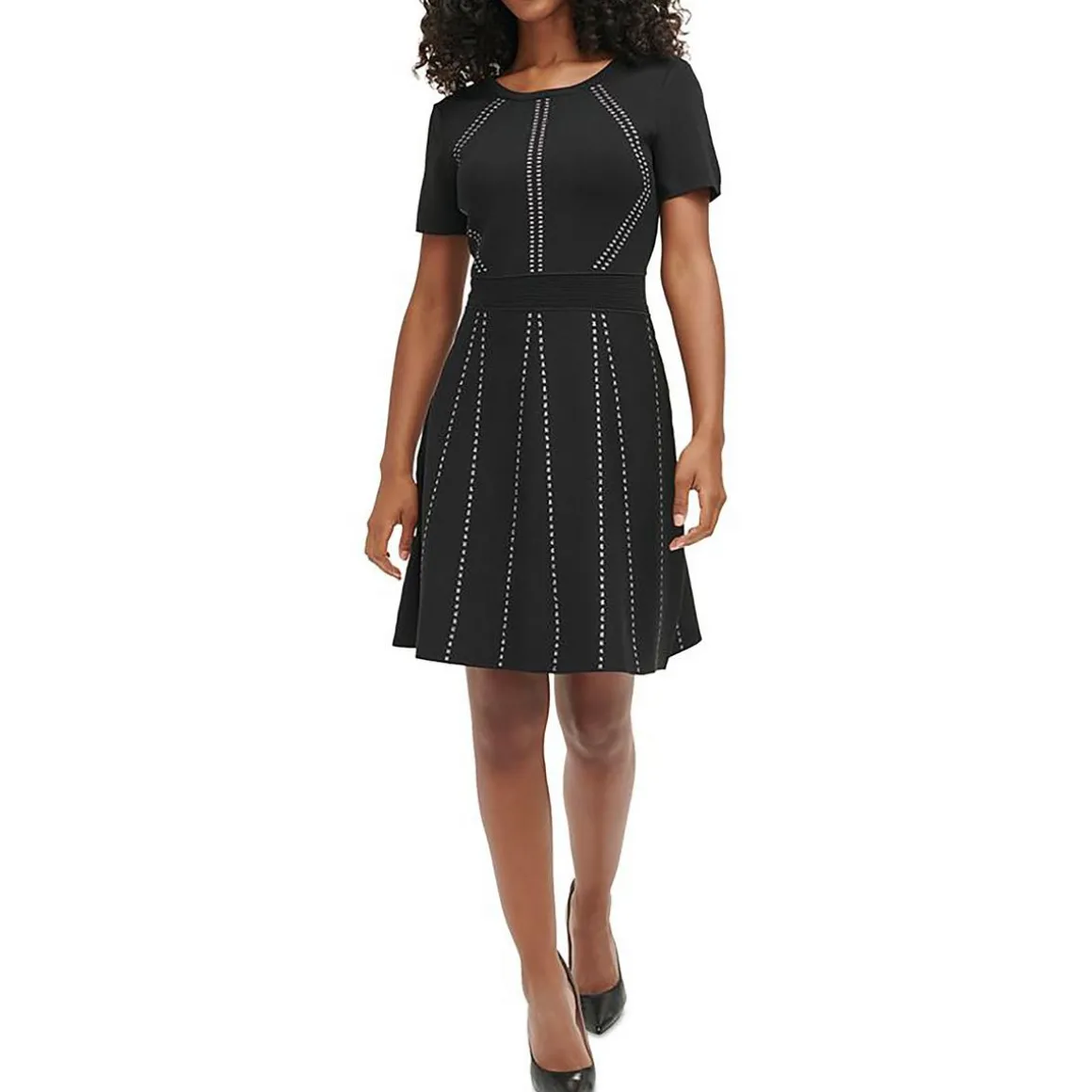 Metallic A-Line Sweaterdress