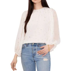 Metallic Bishop Sleeve Blouse