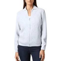 Metallic Cable Knit Full Zip Sweater