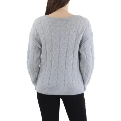 Metallic Cable Knit Pullover Sweater