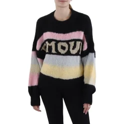 Metallic Crewneck Pullover Sweater