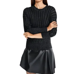 Metallic Crewneck Pullover Sweater