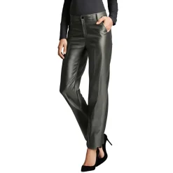 Metallic Faux Leather Bootcut Pants