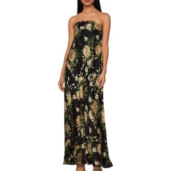 Metallic Floral Evening Dress