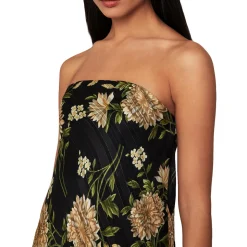 Metallic Floral Evening Dress