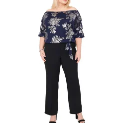 Metallic Floral Print Blouse