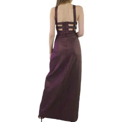 Metallic Halter Evening Dress