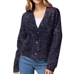 Metallic Nylon Cardigan Sweater