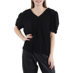 Metallic Puff Sleeves Pullover Top