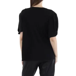 Metallic Puff Sleeves Pullover Top