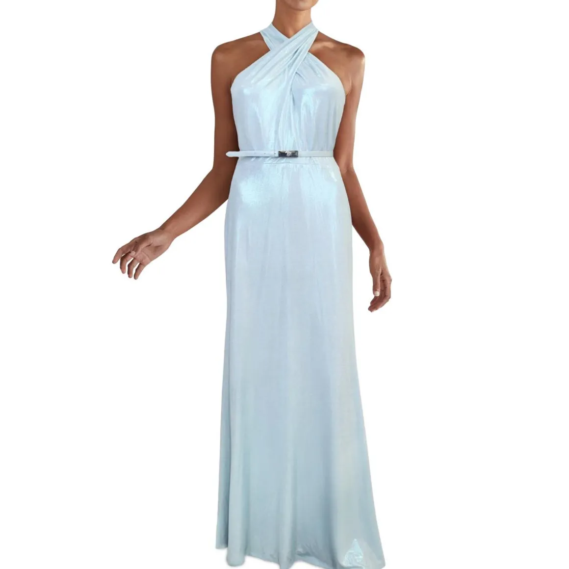 Metallic Sleeveless Evening Dress