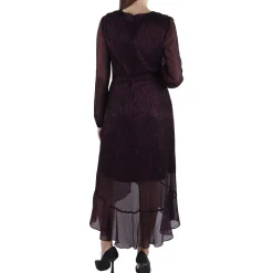 Metallic Surplice Midi Dress