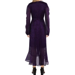 Metallic Surplice Midi Dress