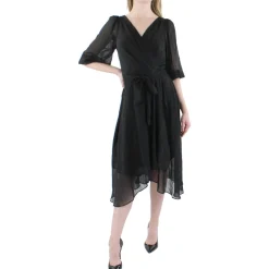 Metallic V-Neck Fit & Flare Dress