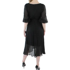 Metallic V-Neck Fit & Flare Dress