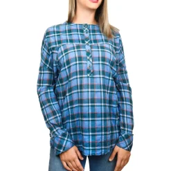Mia Pucker Plaid Round Neck Tunic Top