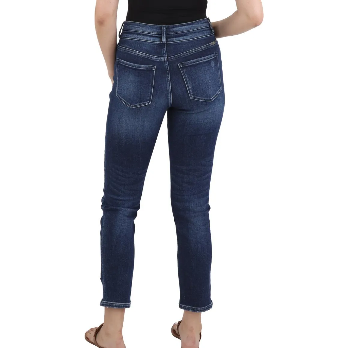 Mid Rise Medium Wash Straight Leg Jeans