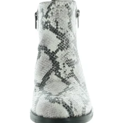 Mila Sky Leather Double Zipper Ankle Boots