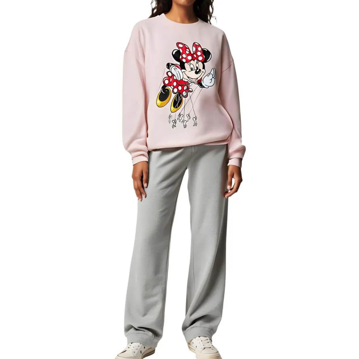 Minnie Mouse Balloon Graphic Cotton Crewneck Sweater
