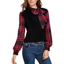 Mixed Media Turtleneck Top