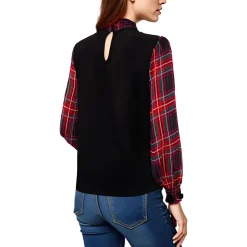 Mixed Media Turtleneck Top