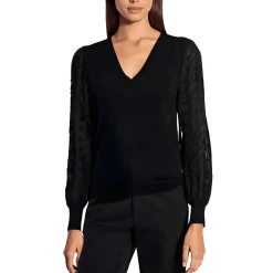 Mixed Media V-Neck Sweater