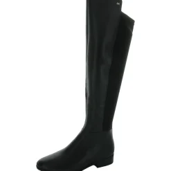 Mixed Media Faux Leather Knee-High Boots