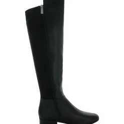 Mixed Media Faux Leather Knee-High Boots