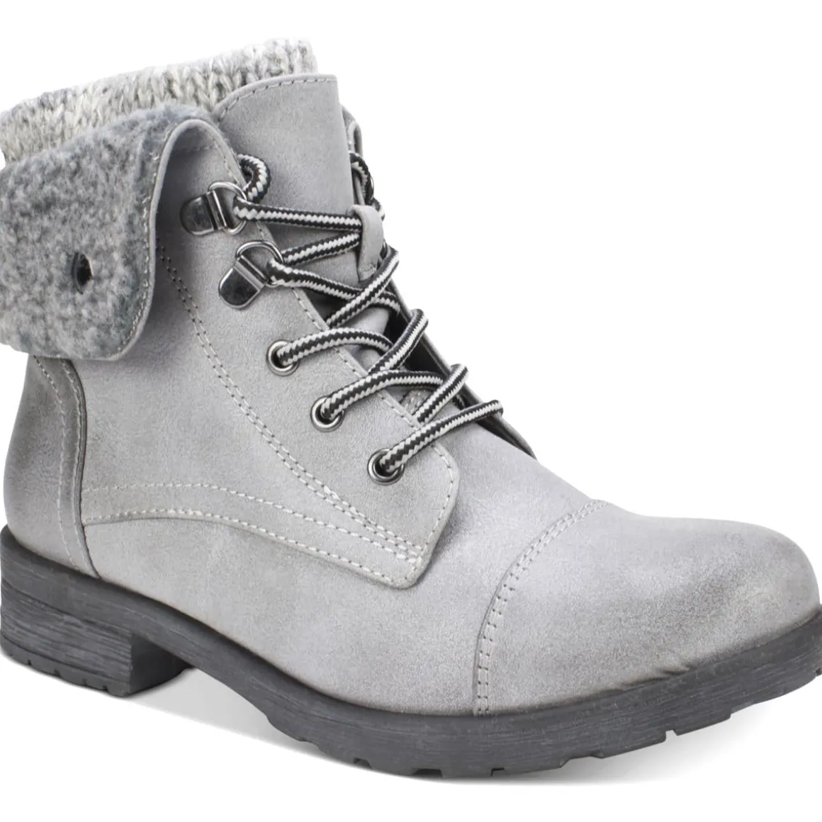 Mixed Media Lug Sole Lace-Up Boot